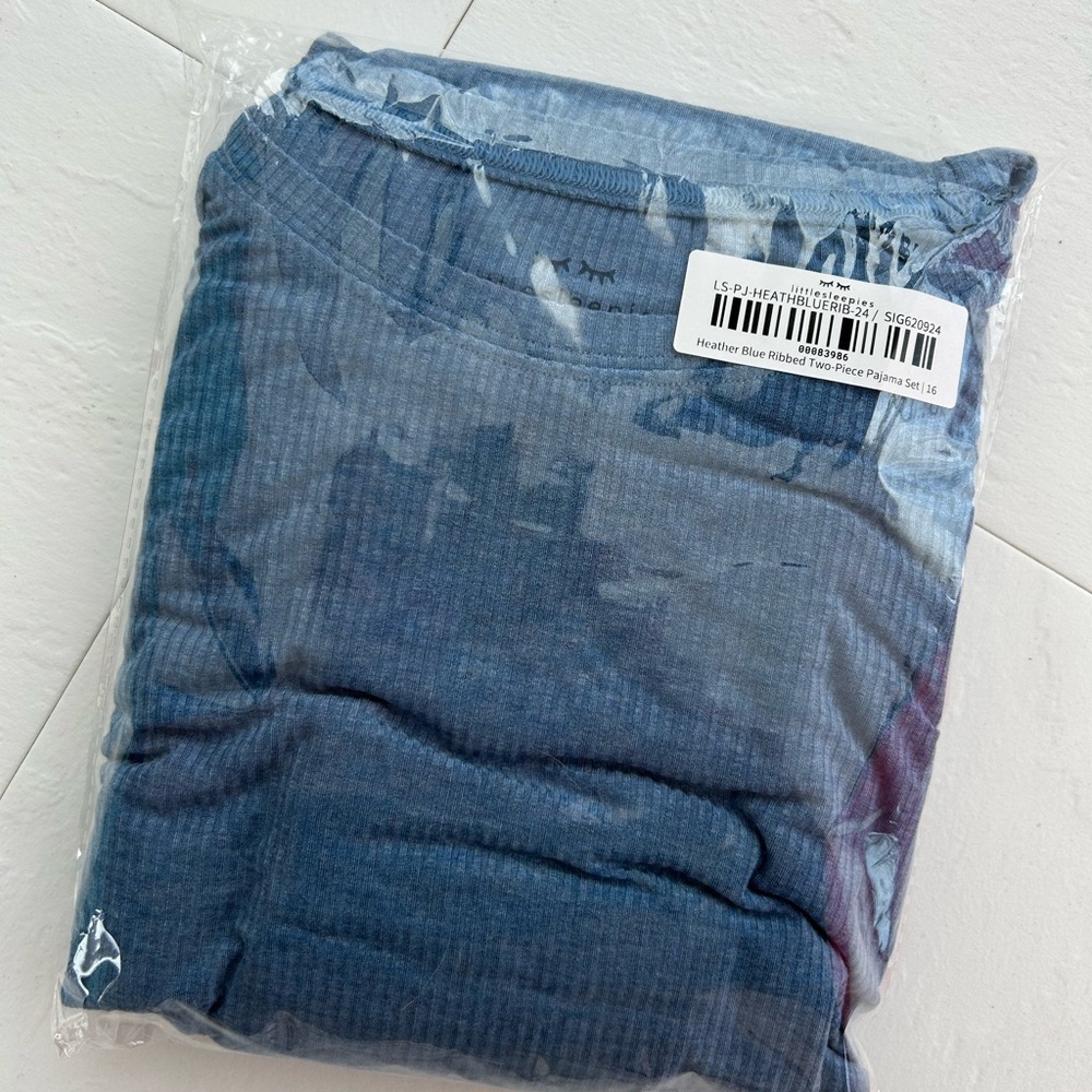 Little Sleepies Ribbed Heather Blue